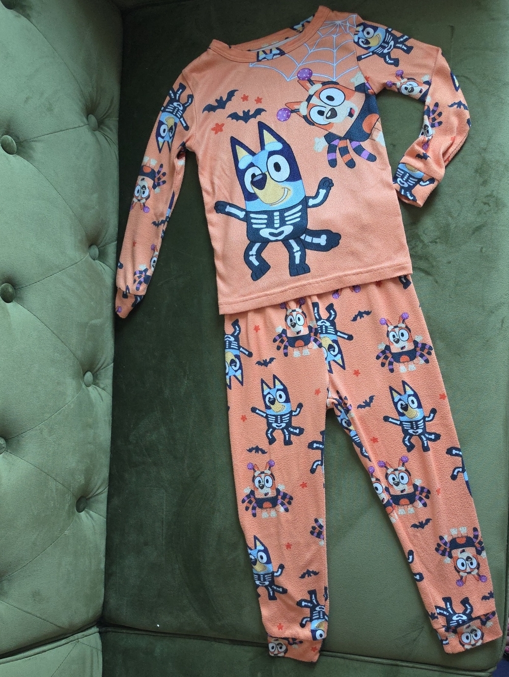 Kids' Orange Halloween Bluey & Bingo Pajama Set